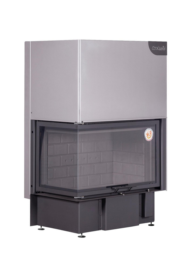 Каминная топка Экокамин ДЕЛЬТА 800 LB два стекла левая принтинг черный шамот - 0min