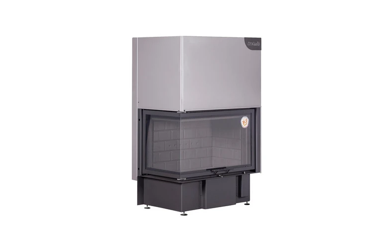 Каминная топка Экокамин ДЕЛЬТА 800 LB два стекла левая принтинг черный шамот