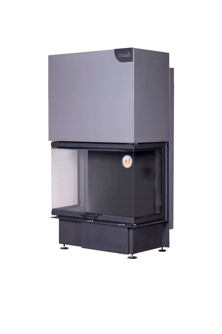 Каминная топка Экокамин ДЕЛЬТА 800 B три стекла принтинг черный шамот - 0min