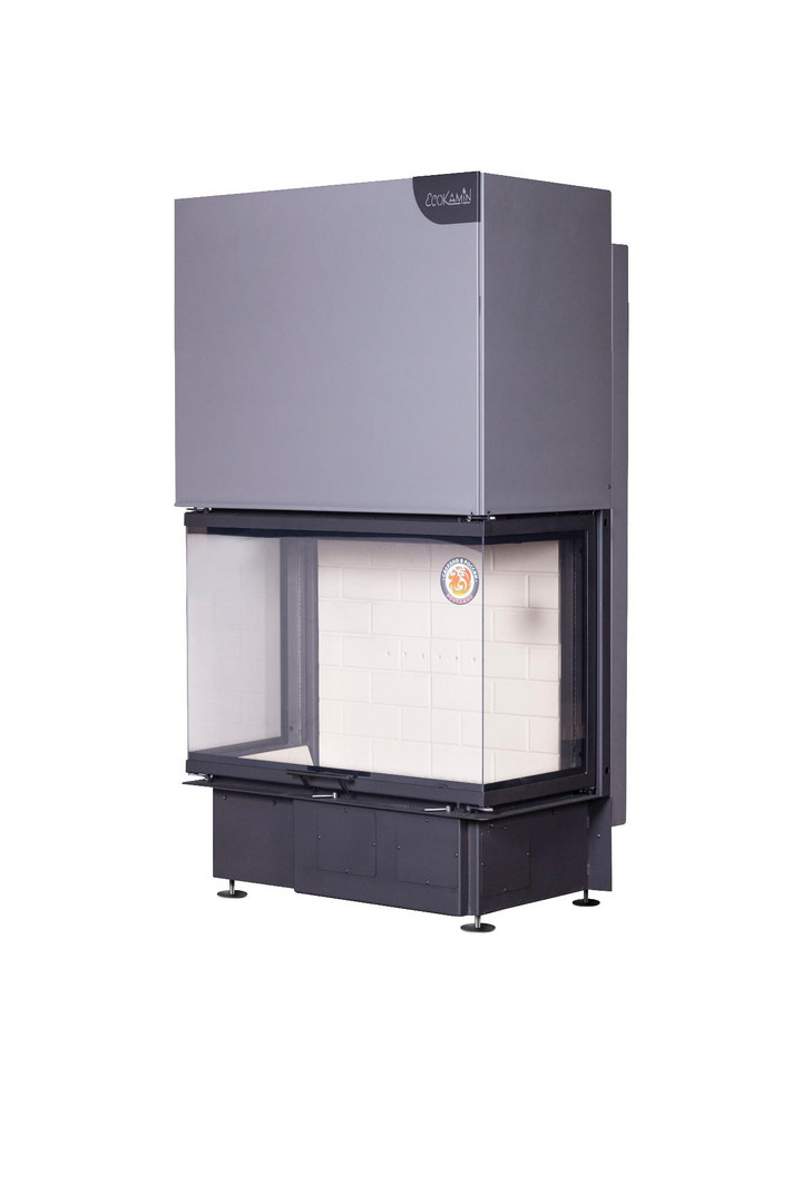 Каминная топка Экокамин ДЕЛЬТА 800 три стекла принтинг - 0min