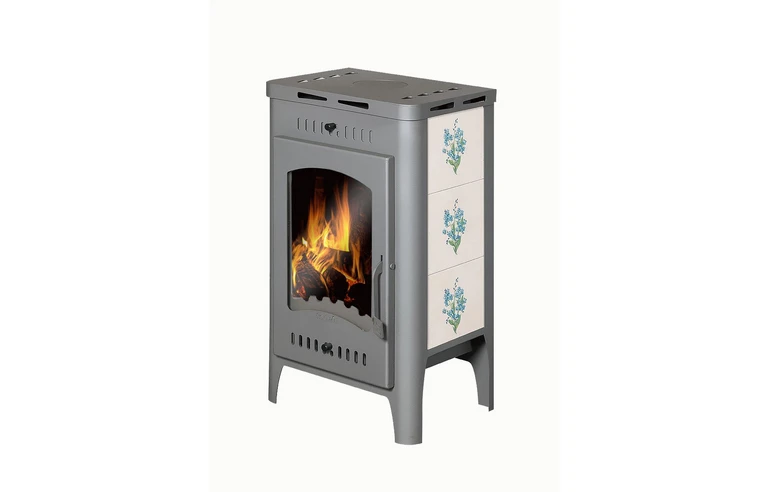 Печь-камин БАВАРИЯ ОПТИМА незабудка