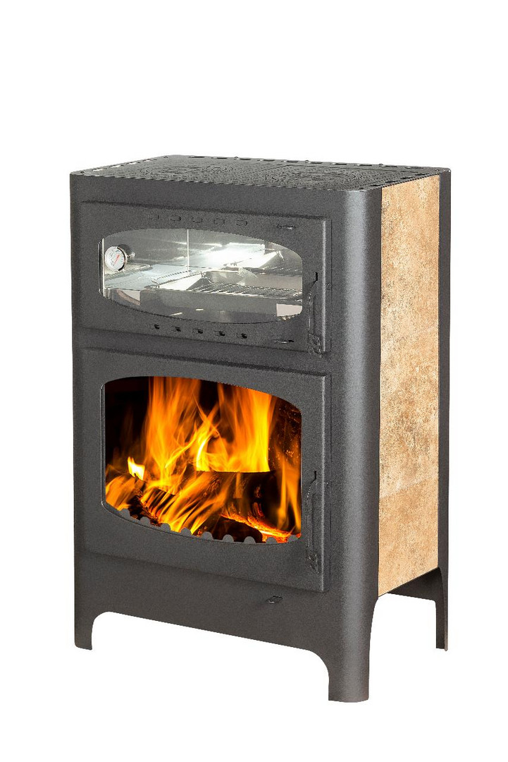 Печь-камин БАВАРИЯ ЭКО с духовкой и плитой - 0min