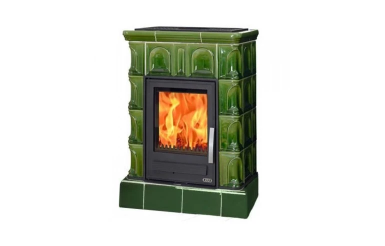 Печь-камин BRITANIA L, кафельный цоколь - вставка ЧУГУННАЯ