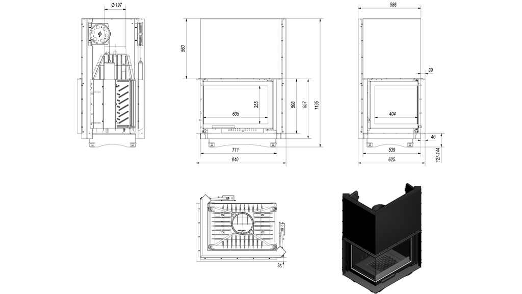 Каминная топка Zuzia/L/BS/G (P/BS/G) - 3min