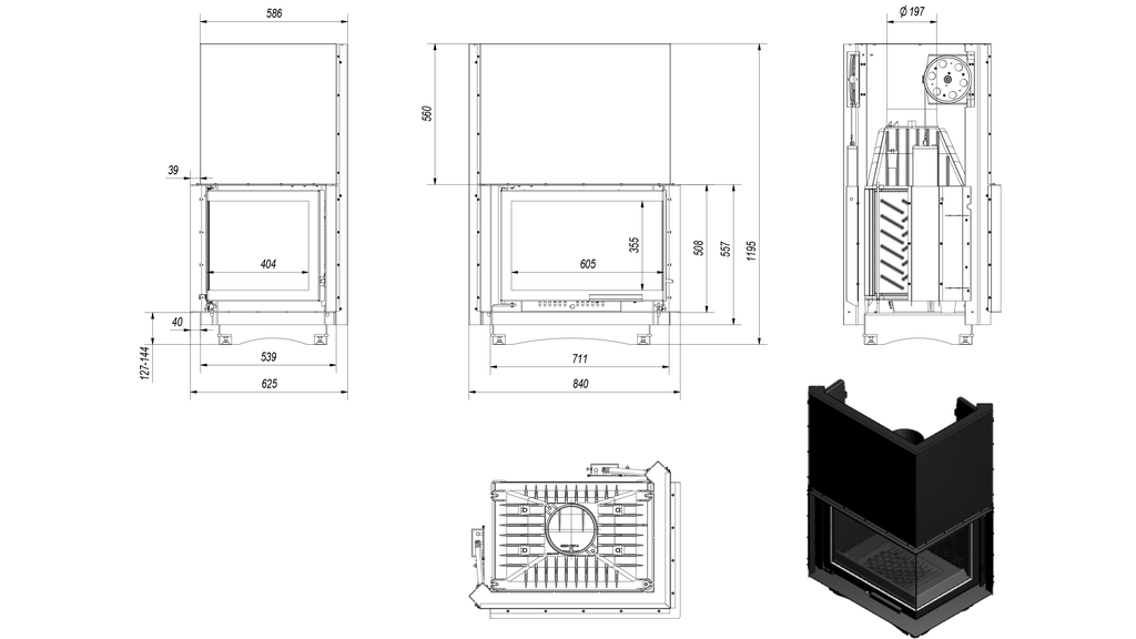 Каминная топка Zuzia/L/BS/G (P/BS/G) - 7min