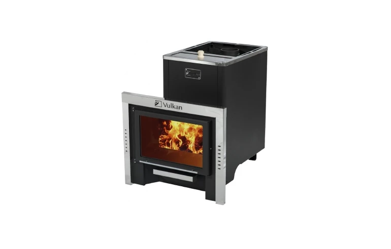Печь для бани Вулкан  Эльбрус 26 с баком Панорама