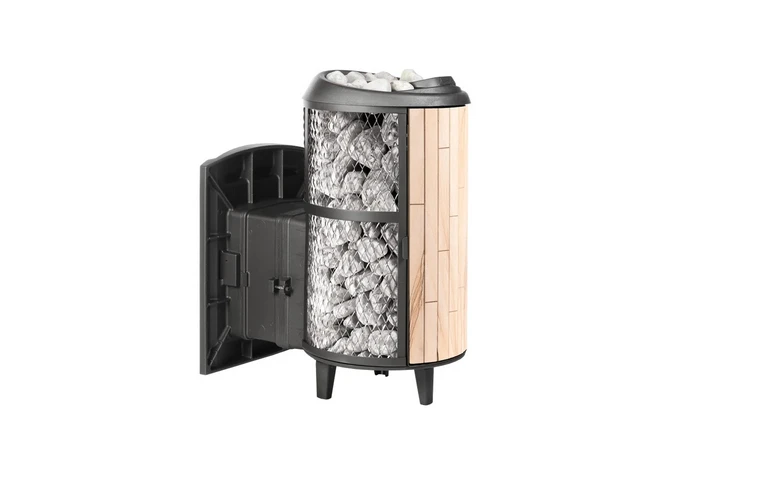 Печь банная "Атмосфера L" комбинированная сетка-ламель "Окаменевшее дерево" наборный