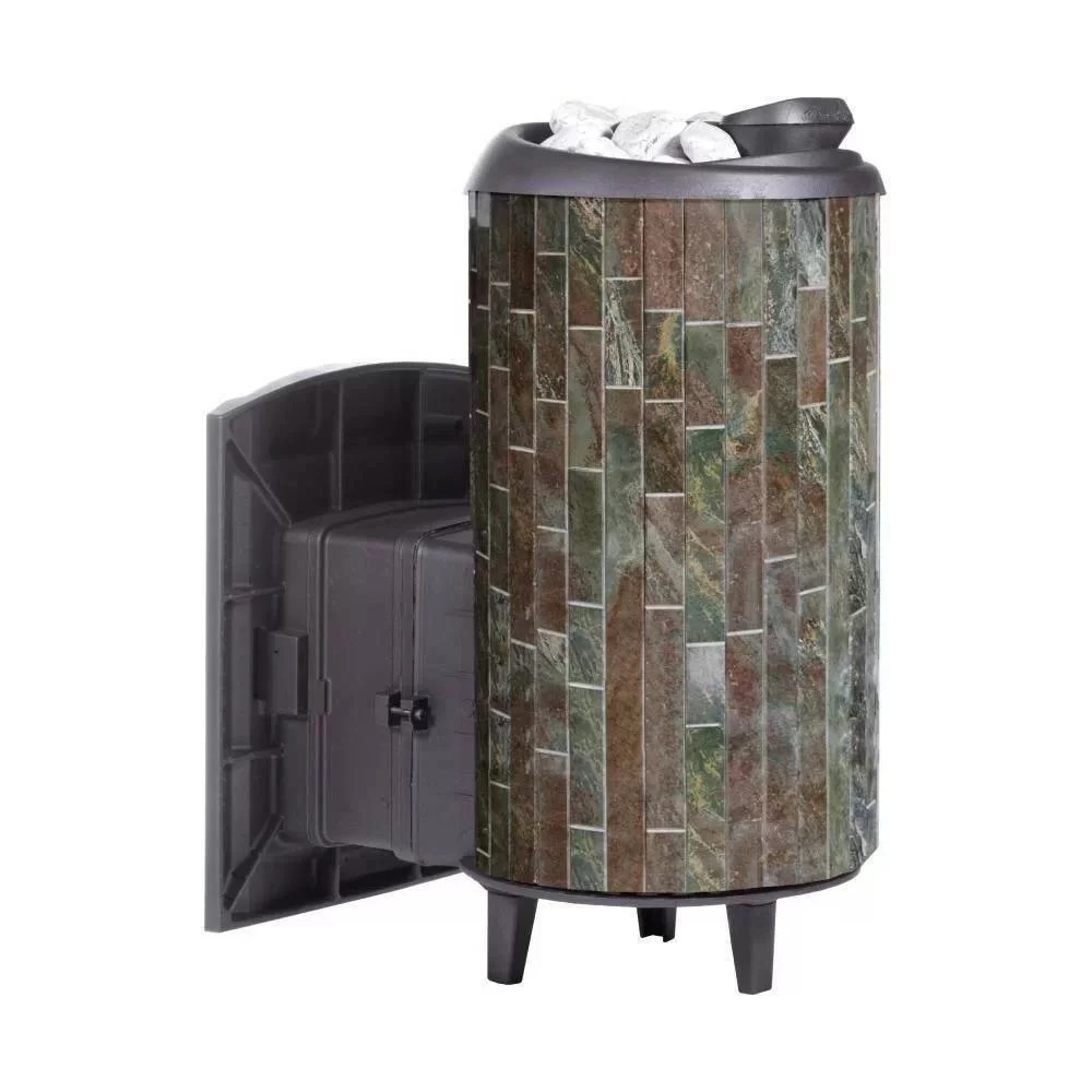 Печь банная "Атмосфера XL" в ламелях "Жадеит" наборный рисунок - 3min