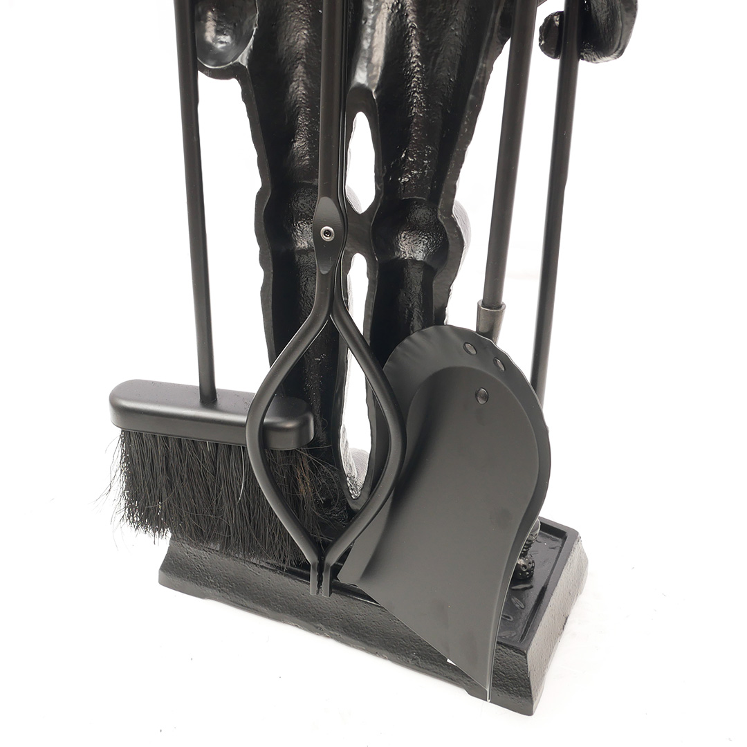 Набор каминный D98051BK Рыцарь большой (4предмета, 110см, черный), на подставке - 2min