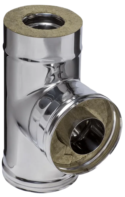 Ferrum Austenite HF сэндвич-тройник 90° (304/0,8мм + нерж.) Ф115х200 - 0min