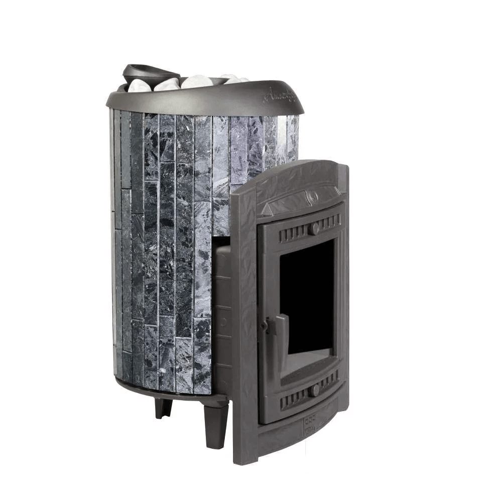 Печь банная "Атмосфера L КТТ" в ламелях "Пироксенит" наборный рисунок - 1min