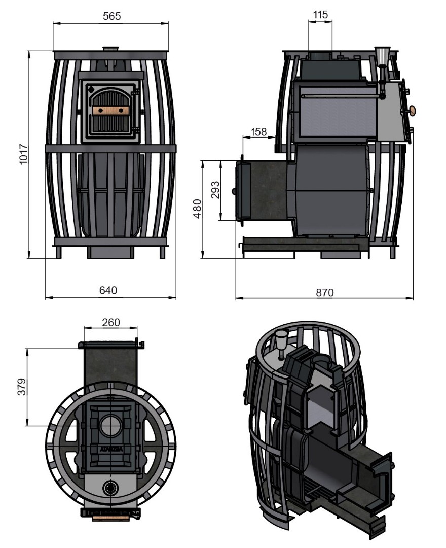 Печь для бани Везувий Легенда Русский пар ковка 30 (270) - 3min