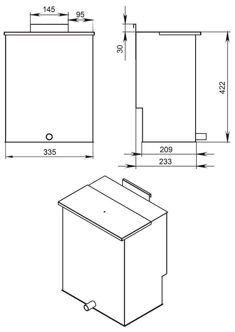 Бак нерж. навесной 30л для печи Везувий Сенсация «АКВА» 16 - 1min