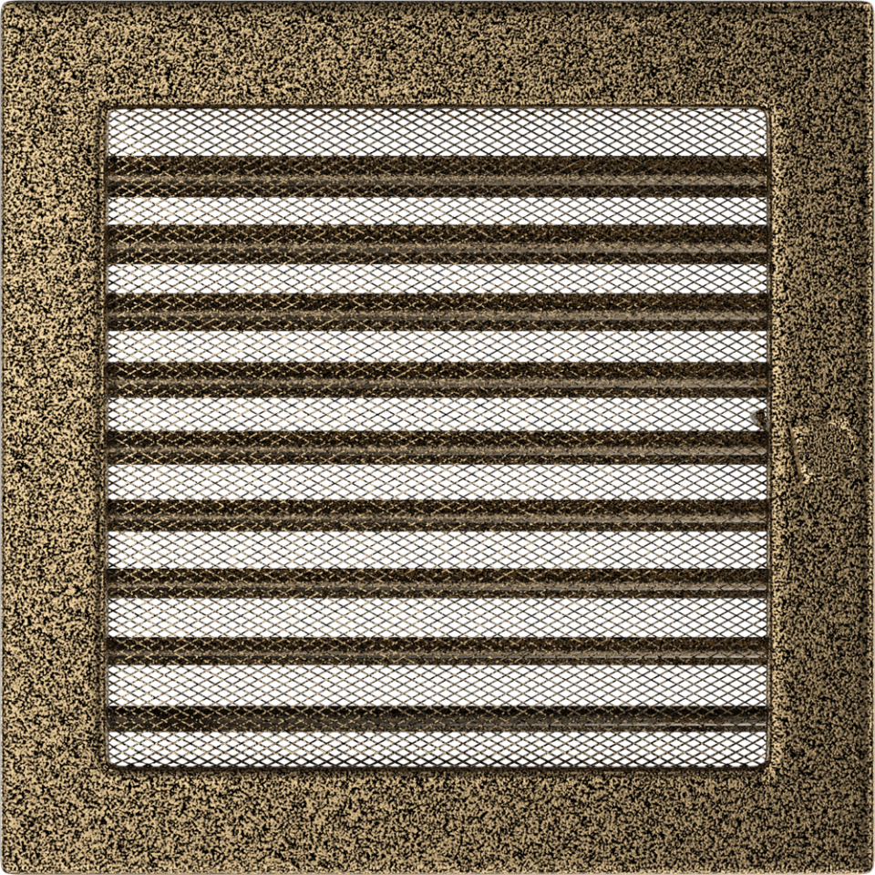 Решетка вентиляционная Чёрная-Латунь 22x22 с жалюзи - 0min
