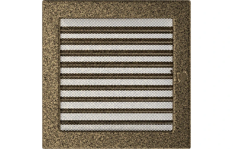 Решетка вентиляционная Чёрная-Латунь 22x22 с жалюзи