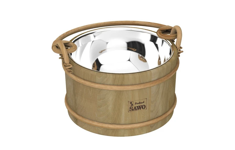 Ведро деревянное Sawo 371-MD  (5 литра, сo вставкой из нержавейки)