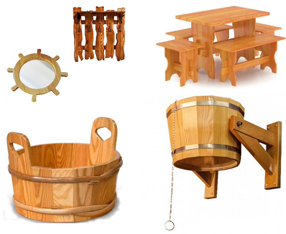 Мебель и аксессуары для бани из лиственницы